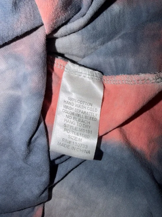 Umgee Coral & Gray Tie-Dye Henley Top - Picture 4 of 5